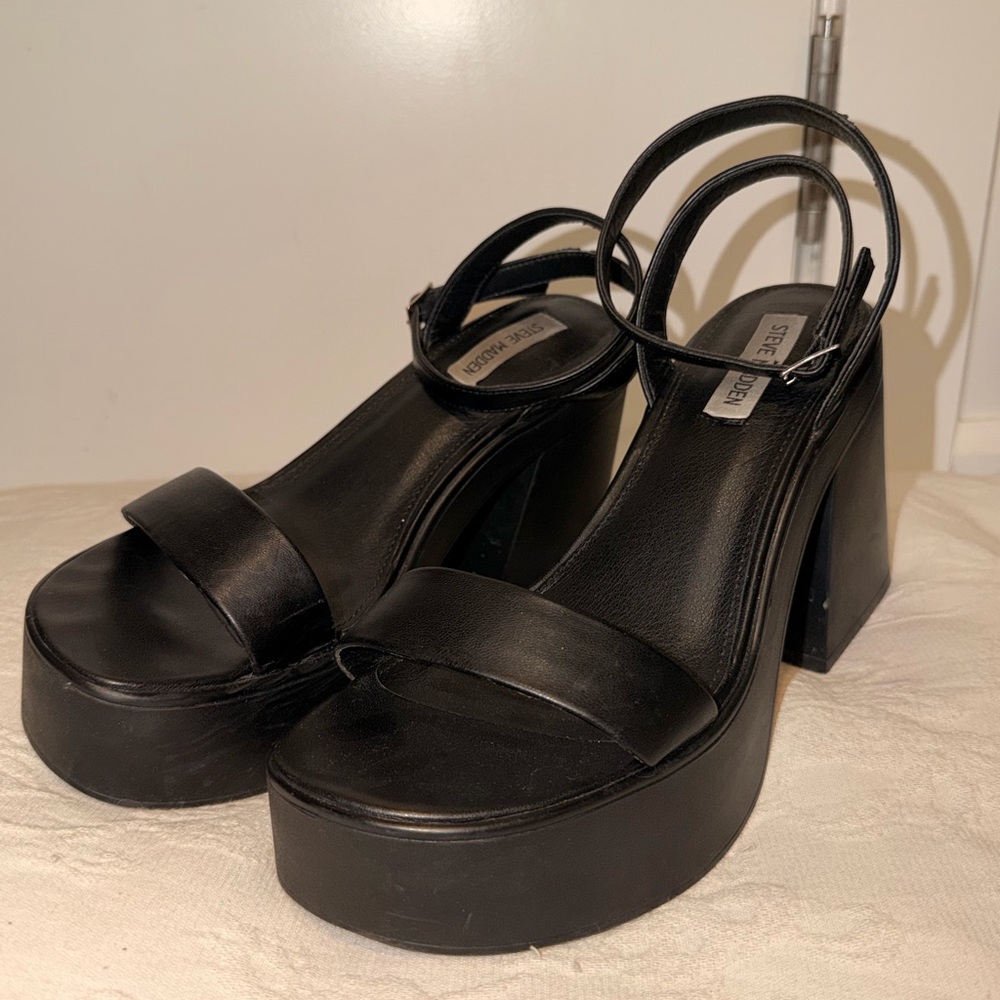 Steve Madden Black Platform Slingback Block Heels